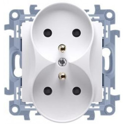 Gniazdo zasilające podwójne SIMON 10 białe 2x [2P+Z] 16A Kontakt Simon CGZ2M.01/11
