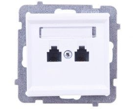 SONATA Gniazdo telefoniczne podwójne RJ11 równoległe białe GPT-2RR/m/00