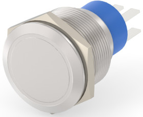 Vandal-proof pushbutton, 2 pole, silver, unlit , 5 A/250 V, mounting Ø 22.2 mm, IP67, 2213771-5