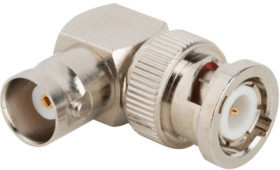 Coaxial adapter, 50 Ω, BNC plug to BNC socket, angled, 031-9-RFX