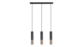 Lampa Wisząca Astina Nad Blat Stołu, Trzy Czarno-Mosiężne Zwisy, Tuby Na Gu10...