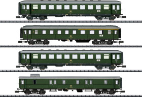 Wagon osobowy MiniTrix 18709 Wagon osobowy MiniTrix 18709 N zestaw 4 samochodów osobowych. Transport lokalny DB, MHI