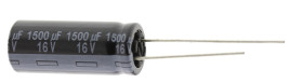 Kondensator 1500μF 16V dc Radialny, Otwór przelotowy Panasonic roztaw: 5mm 10 (Dia.) x 25mm
