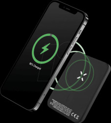 FIXZENM-6-BK Power bank, MagSafe, 15 W, 6000 mAh, 1x USB-C, 20 W, black