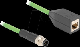 60571 M12 cable, D-coded, 4 pin, plug / RJ45 socket, 0.5 m