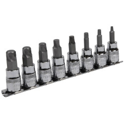 Sealey AK65601 Hex Socket Bit Set Lock-On&#x2122; 8pc 3/8&quot;Sq Drive Metric
