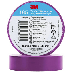 3M 165PR1E Temflex&#x2122; 165 Electrical Tape Violet 10 m x 15 mm 1 pc