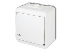 JUNIOR IP54 Wyłącznik zwierny przycisk "światło" podświetlany biały WHE-5L KARLIK