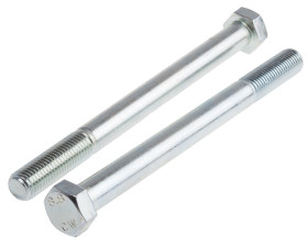 Śruba z łbem sześciokątnym gwint M16 190mm skok 2.0mm Stalowe Sześciokątny Powlekane jasnym cynkiem RS PRO