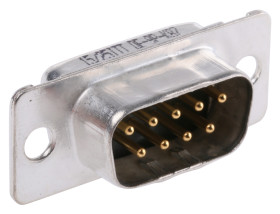 Złącze D-Sub 9-pinowe Męski Proste Montaż na panelu Złoto na niklu