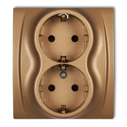 LOGO Gniazdo podwójne z/u SCHUKO złoty metalik 8LGP-2sp