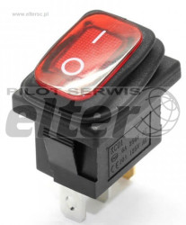 Przeł. kołys. podśw. mały ON-OFF 8A IP65 czerw.