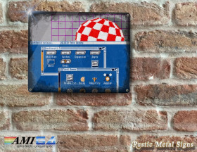 Amiga Boing Ball &amp;amp; Workbench 1.3 Rustic - Metal Sign