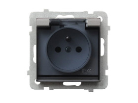 SONATA Gniazdo pojedyncze z uziemieniem IP44 srebro mat GPH-1RZ/m/38/d OSPEL