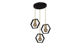 Lampa Wisząca Czarno-Złota Z Geometrycznymi Kloszami Z Serii Honey K-4722...