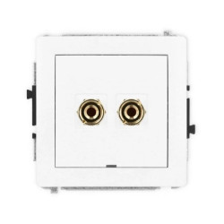 DECO Mechanizm gniazda głośnikowego pojedynczego, bez pola opisowego (typu banan - czerwony i czarny, pozłacany, 4 mm2, do lutow