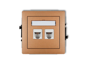 DECO Gniazdo telefoniczne podwójne 2xRJ11 4-stykowy beznarzędziowe złoty metalik 8DGT-2 KARLIK