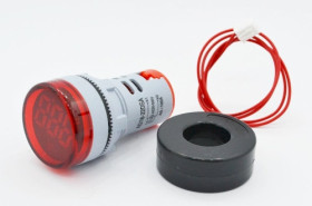 Amperomierz panelowy LED czerwony, zakres 0-100A, zasilanie 230Vac