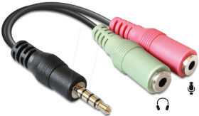 65344 Headset Adapter 3,5mm 4pol / 2x 3,5mm 3pol