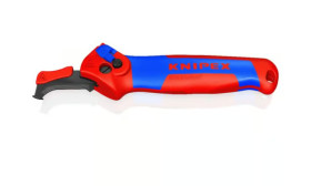 Nóż bezpieczny KnipexŁatwe cięcie nawet w przypadku różnych osłon kabli, stopka prowadząca chroni izolację żyły pod