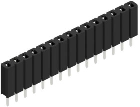 Socket header, 15 pole, pitch 2.54 mm, straight, 10025442