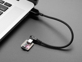Adafruit Black Woven Right Angle USB C to USB A Cable - 0.2m long