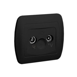 Simon Akord Gniazdo antenowe R-TV przelotowe, tłum. 10 dB czarny AA10/49