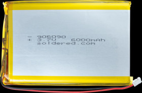 333289 Lithium-ion battery, SOLDERED 333289, 6000 mAh, 3.7 V