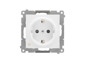 SIMON 55 Gniazdo pojedyncze z uziemieniem SCHUKO z przesłonami szybkozłącza antybakteryjny biały TGSZ1CZ.01/AB111 KONTAKT SIMON