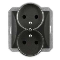 OPAL Gniazdo podwójne z uziemieniem do ramki czarny mat GPt-6/m Op CZ/MAT