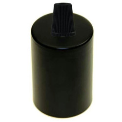 Metalowa osłona oprawki E27 czarna do kabla / przewodu w oplocie i lamp z czarną blokadą przewodu