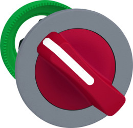 Toggle switch, 2 positions, unlit, groping, waistband round, red, front ring gray, 90°, mounting Ø 30.5 mm, ZB5FD404C0