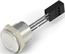 Vandal-proof pushbutton switch, 1 pole, silver, illuminated  (red), 1 A/24 VDC, mounting Ø 16 mm, IP68, 2342832-6