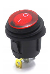 PRZEŁĄCZNIK CZERWONY OKRĄGLY IP65 WODOODPORNY 6A 250 V AC PODŚWIETLENIE 230V