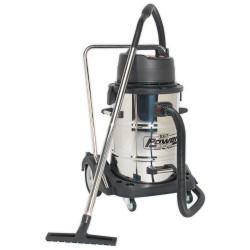 Sealey PC477 Industrial Wet &amp; Dry Vacuum Cleaner 77ltr Stainless Drum 2400W/230V