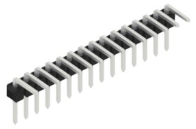 Pin header, 15 pole, pitch 2.54 mm, angled, black, 10056094