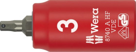 Klucz nasadowy trzpieniowy 8740 A VDE HF Zyklop, izolowany, 1/4, z funkcją przytrzymywania do śrub z gniazdem sześciokątnym, 3 x