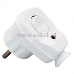 Wtyczka kątowa 16A 250, + przeł. biała, LED