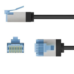 Patchcord kat.6a-1500 U/FTP SLIM LSZH-TPE czarny /15m/ 74324