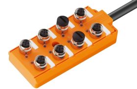 ASB 8/LED 5-4-331/10 M Rozdzielacz 8 portów M12 (5/4 stykowe - 1 sygnał na złącze), sygnalizacja LED, przewód w izolacji PUR, dł