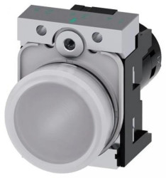 Lampki sygnalizacyjne, kompaktowe, 22 mm, okrągłe, metalowe, białe, ​​napięcie robocze 24 V AC/DC, zaciski śrubowe 3SU1251-6AB60