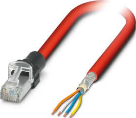 Patch cable, RJ45 plug, straight to open end, Cat 5, SF/TQ, PVC, 3 m, red, 1112858