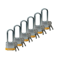 Kłódka LOTO stalowa, laminowana, szekla 51 mm, żółta (6 szt.), 814107