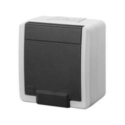 AQUANT 2K gniazdo natynkowe pojedyncze z uziemieniem 2P+Z IP55 szary 5041-10