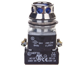 Przycisk sterowniczy 30mm niebieski z samopowrotem z podświetleniem 2Z NEF30-KLXY/24V