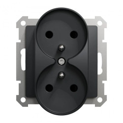 Gniazdo 2x2P+PE z przesł do systemu ramkowego (do ramek Sedna Design), czarny antr., Sedna Design SDD114275