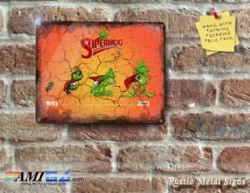 The Evolution of SUPERFROG - Rustic Looking - Amiga Inspired - Metal Sign