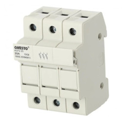 Podstawa bezpiecznikowa 25A 3-biegunowa 3P (1000V DC) 3-modułowa na wkładki 10x38mm ONESTO