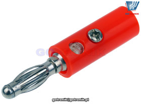 Wtyk banan 4mm z gniazdem czerwony