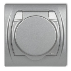 LOGO Gniazdo bryzgoszczelne z/u SCHUKO (klapka srebrny metalik) srebrny metalik 7LGPB-1sp